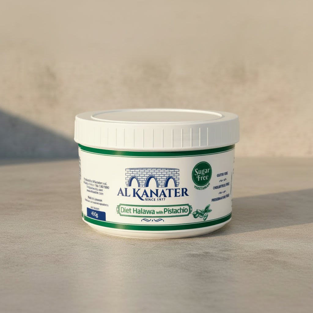 Sezamų chalva Al Kanater su pistacijomis, su saldikliais (becukrė), 450g