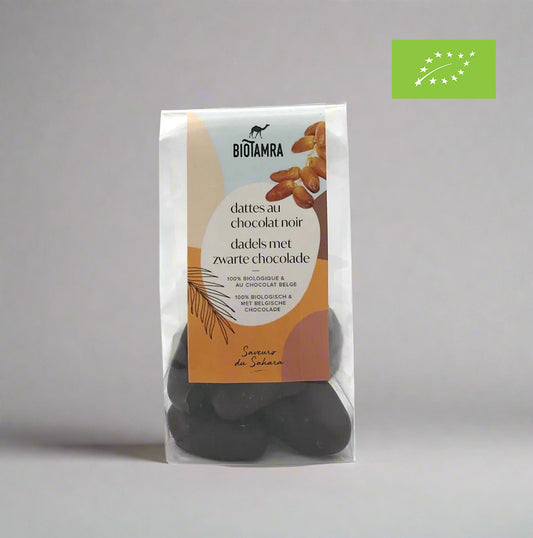 Ekologiškos Deglet Nour datulės belgiškame juodajame (70%) šokolade, 7 vnt. (apie 60g)
